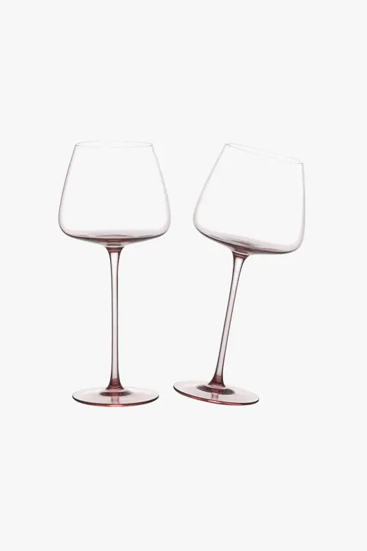 Crystal wine glass set with flamingo design and slanted rim Affaire À Saisir