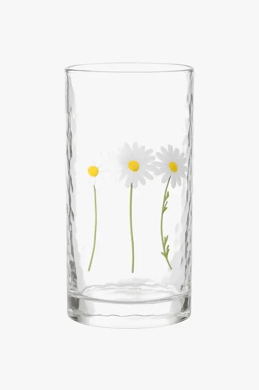 Hammered glass cup with daisy pattern creative heat resistant design Super Prix