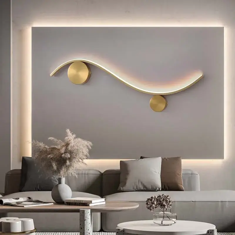 Modern copper wall light gold line decor for living room and hallway Bon Marché