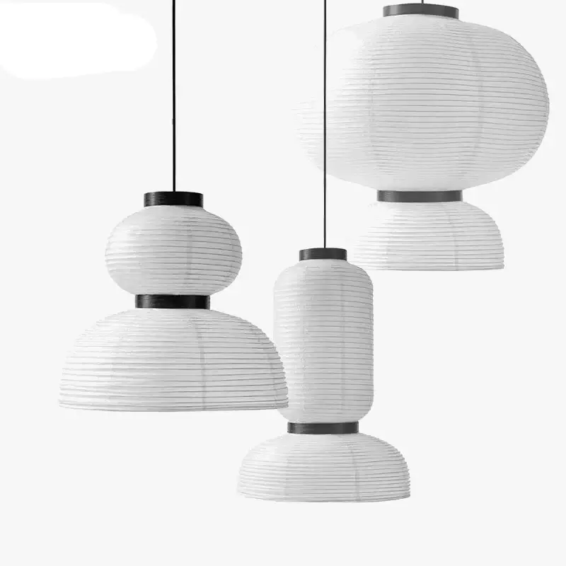 Réduction White rice paper pendant light with danish design