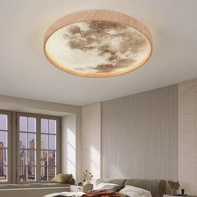 Nordic wooden moon led ceiling light Commande En Gros