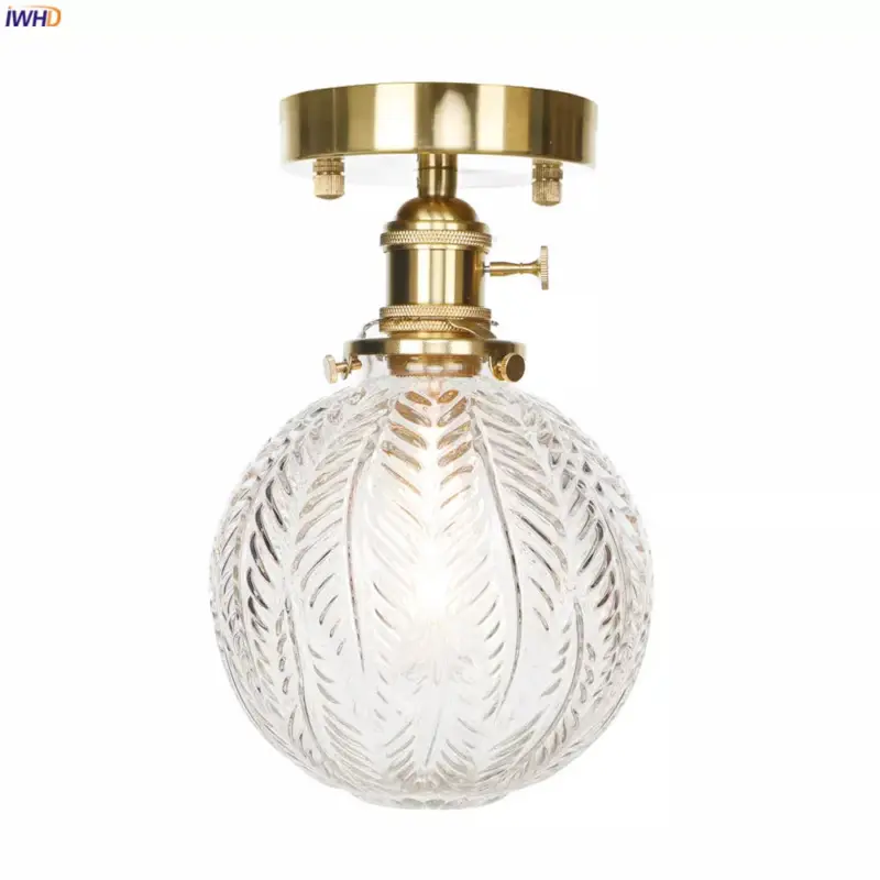 Super Prix Iwhd nordic japan style copper ceiling light with glass ball led fo...