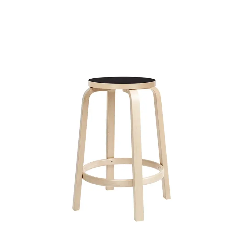 Tabouret haut 64 Bouleau / NoirARTEK Meilleure Vente