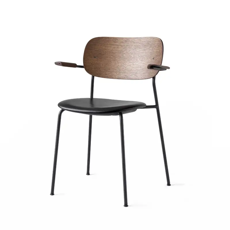 Dining Chair CO CHAIR with armrests Dark Oak/black leather seatAUDO COPENHAGEN Acheter En Ligne