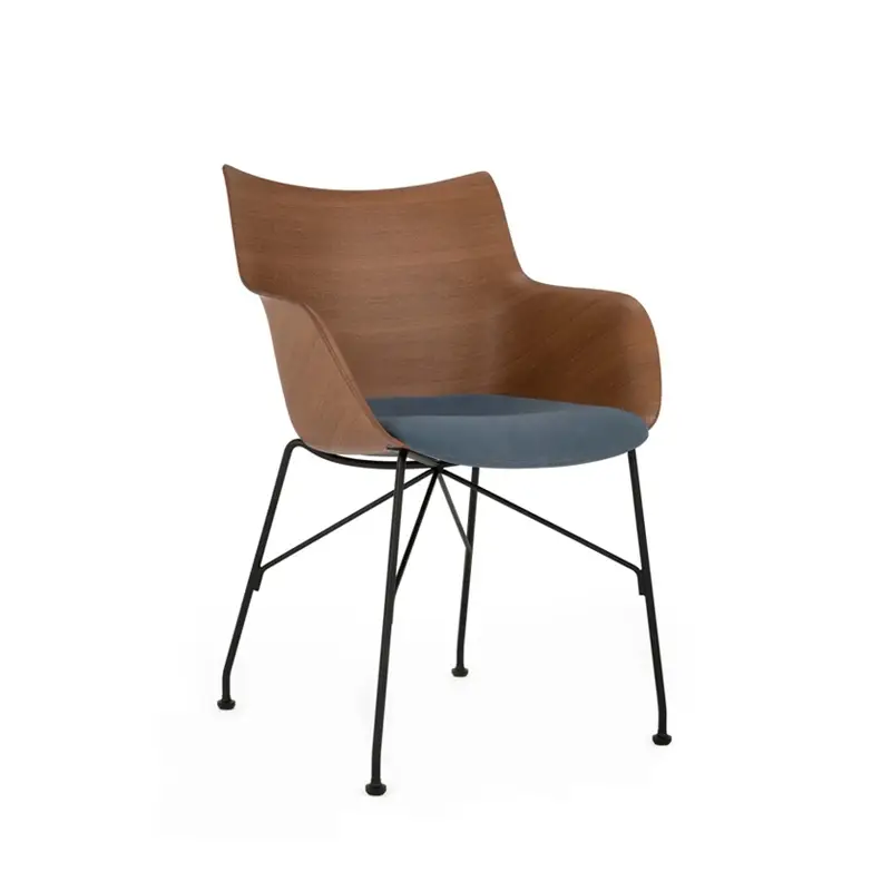 Chaise Q/WOOD assise tissu Bois foncé/ noir/ bleu clairKARTELL Paiement Sécurisé