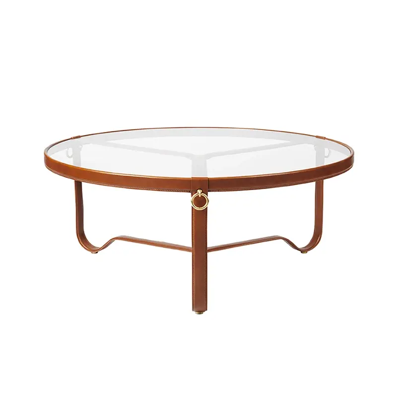 Coffee Table ADNET Ø 100 Brown leatherGUBI Prix Choc