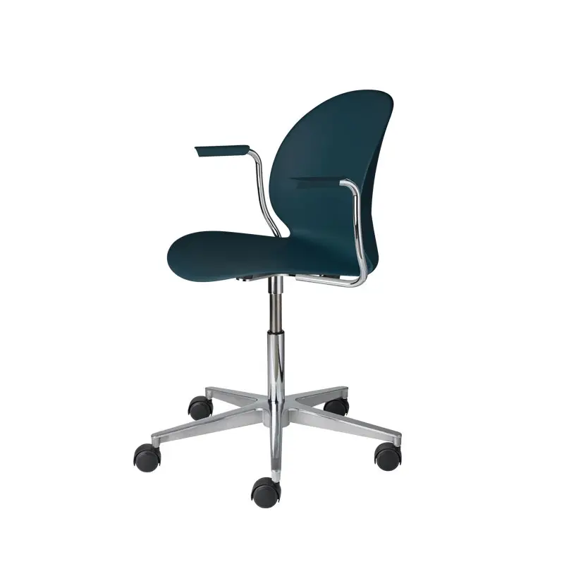 Offre Limitée Dining Chair N02 RECYCLE with armrests and castors Dark blueFRITZ HANSEN