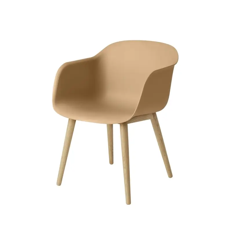 Commander Vite Dining Chair FIBER ARMCHAIR 4 wooden legs Ochre/ oakMUUTO