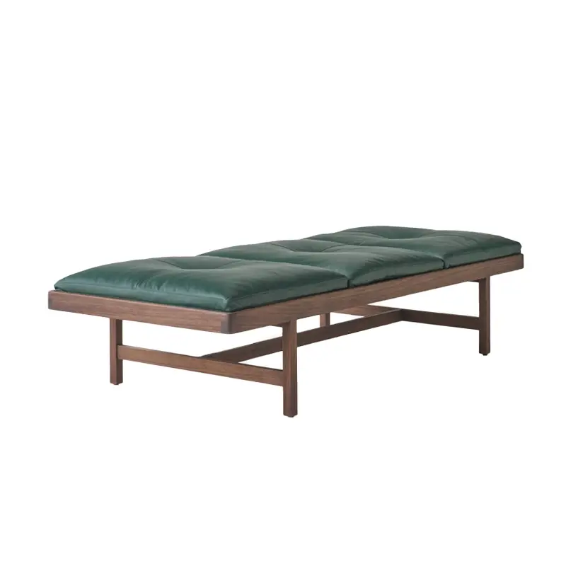 Expédition Rapide Sofa DAYBED Leather Coach dark green/ black oiled walnutBASSAMFELLOWS