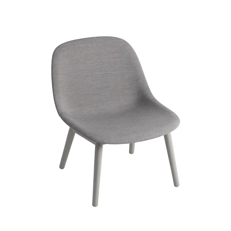 Fauteuil FIBER LOUNGE Coque tissu/ pieds bois Gris 133/ grisMUUTO Usine Directe