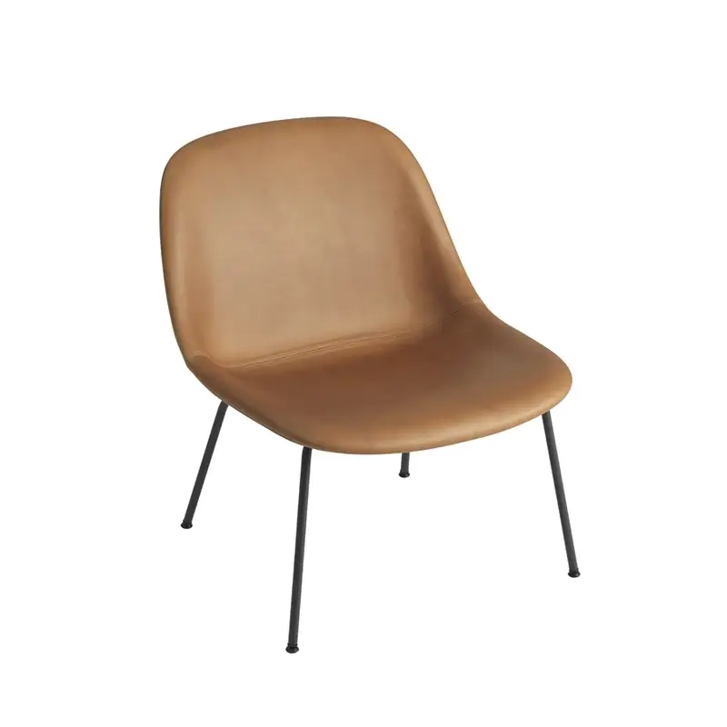 Easy chair FIBER LOUNGE Leather shell/steel legs CognacMUUTO Seulement Aujourd'hui