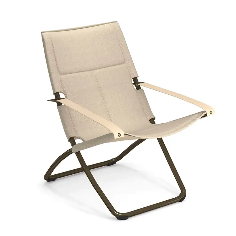 Prix Cassé Outdoor Bench and Sunlounger SNOOZE COSY Polished Bronze / Havana EMU