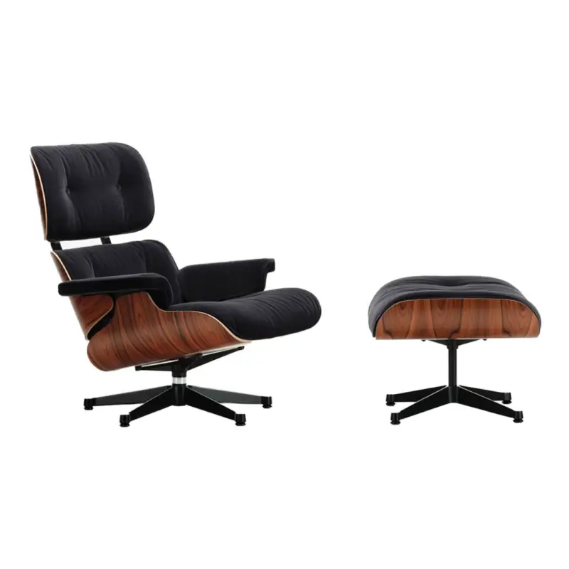 Achat Immédiat Fauteuil EAMES LOUNGE & OTTOMAN Calma anthracite foncé / Palissandre santosVITRA
