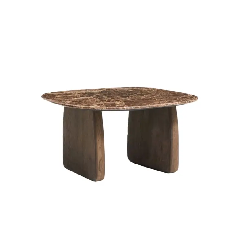 Jusqu'à Épuisement Des Stocks Table d'appoint guéridon PIRITA carrée Marbre Marron / Chêne FoncéKAVE HOME