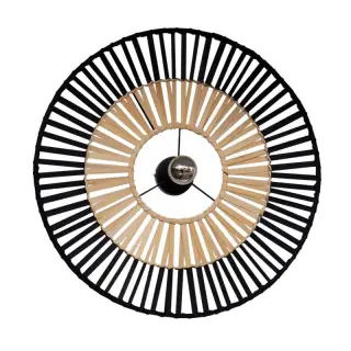 Plafonnier D600 Pour Ampoule LED E27 Noir et Bambou ZAMBELIS 19252 Pas Cher