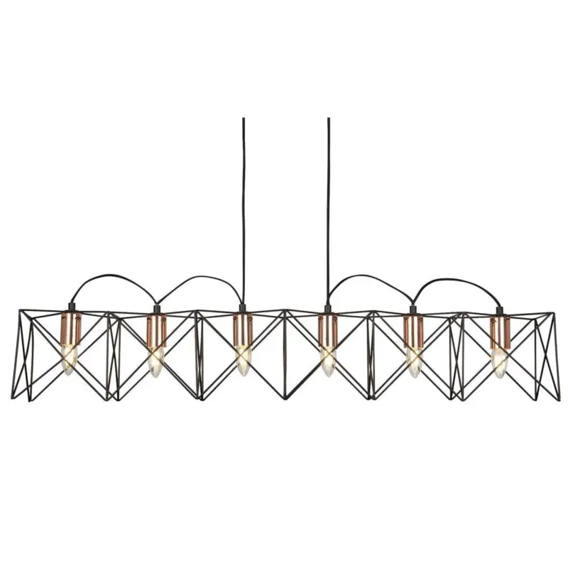 Suspension Anthea 6x60W E27 Noir Cuivre Nouvelle Collection