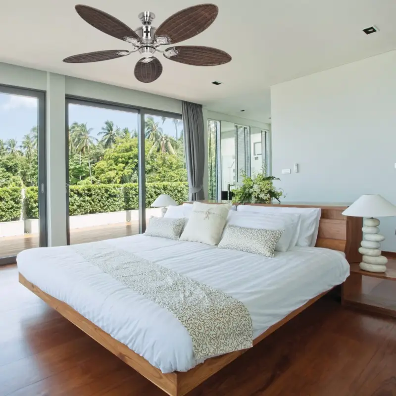 Paiement Sécurisé Ventilateur Plafond Caribbean Dream Eco II 137cm Chromé Rotin Antique