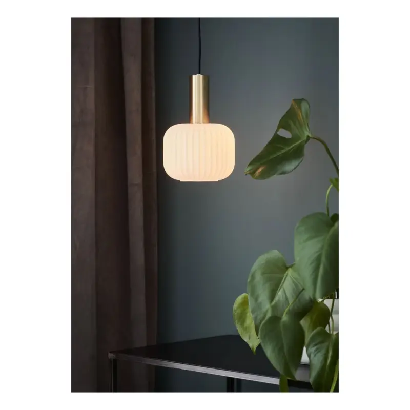 Prix Promo Suspension Sober 1x40W E14 Laiton Brossé Blanc