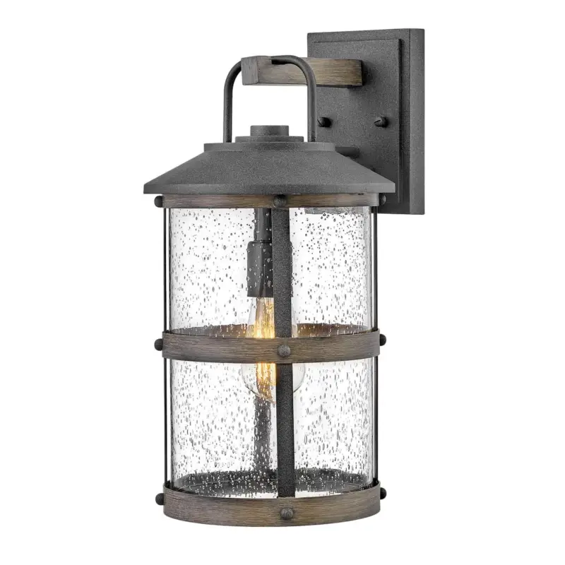 Applique Extérieur Lakehouse 1x60W E27 Zinc vieilli Gris bois flotté H436mm Vente Directe