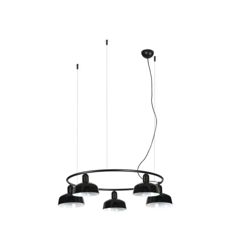 Satisfait Ou Remboursé Suspension TATAWIN S cercle Noir 5x15W E27 LED