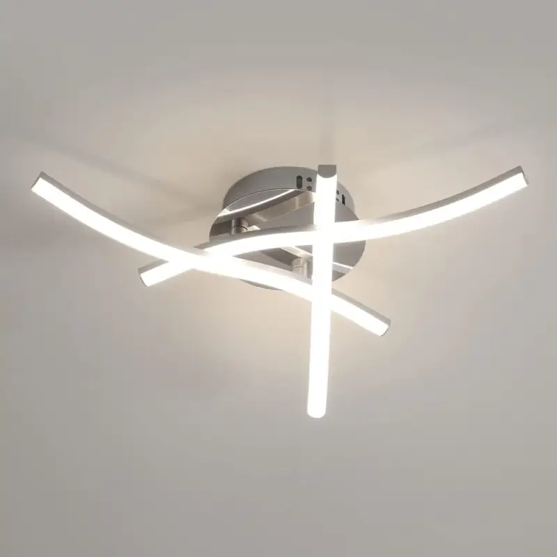 Modern LED Ceiling Light, Wave-Shaped Flush Mount Fixture, 18W 1600Lm Integrated LEDs, Neutral White 4000K, IP20, 220V, Contemporary Chandelier for Living Room, Bedroom, Dining Room Réduction