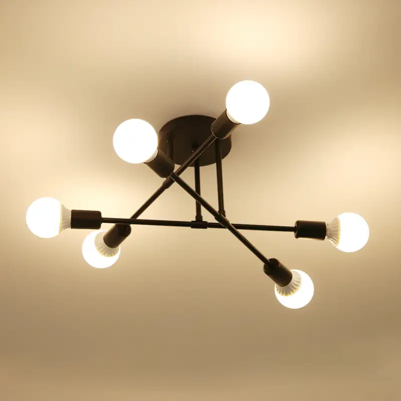 Populaire Plafonnier Industriel, lampe de plafond Spoutnik E27, 6 bras Vintage Lustre créatif pour la maison pour lustres de chambre à coucher, ampoules non incluses