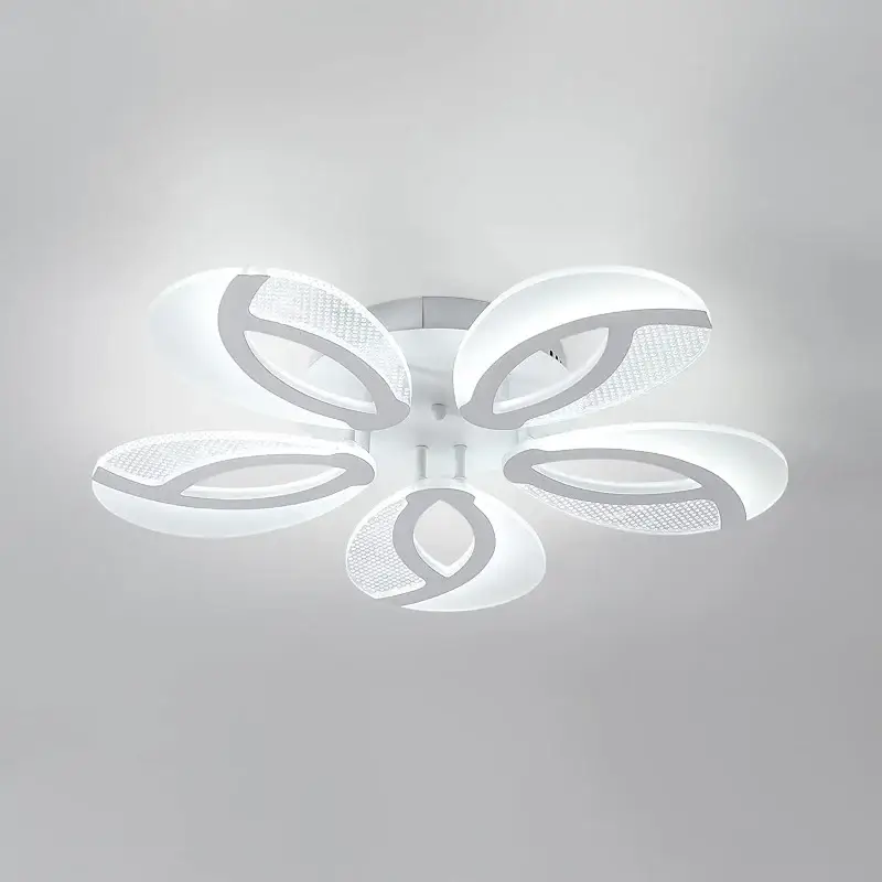 Plafonnier LED, 60W Lampe de Plafond 5400 LM en 5 bras forme de fleur, Luminaire Plafonnier led Moderne Blanc Froid 6000K pour salle d'exposition, salon et chambre à coucher Jusqu'à Épuisement Des Stocks