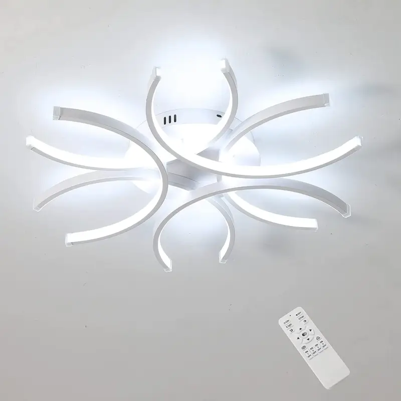 LED Plafonnier , 72W 6400LM Dimmable Télécommande Plafonniers, Pétales Courbes Modernes pour Salon, Chambre, Couloir, Salle à Manger, Blanc, 3000-6000K Populaire