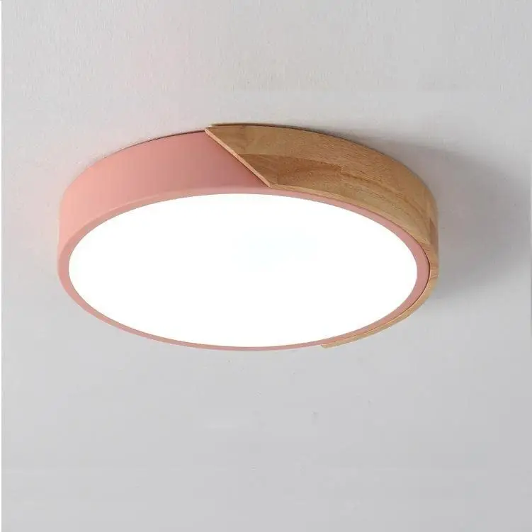 LED Plafonnier, 24W plafonnier bois Moderne Rond Blanc Froid 6000K Ø30*5CM Chambre la Cuisine le Salon le Balcon et le Couloir Remise