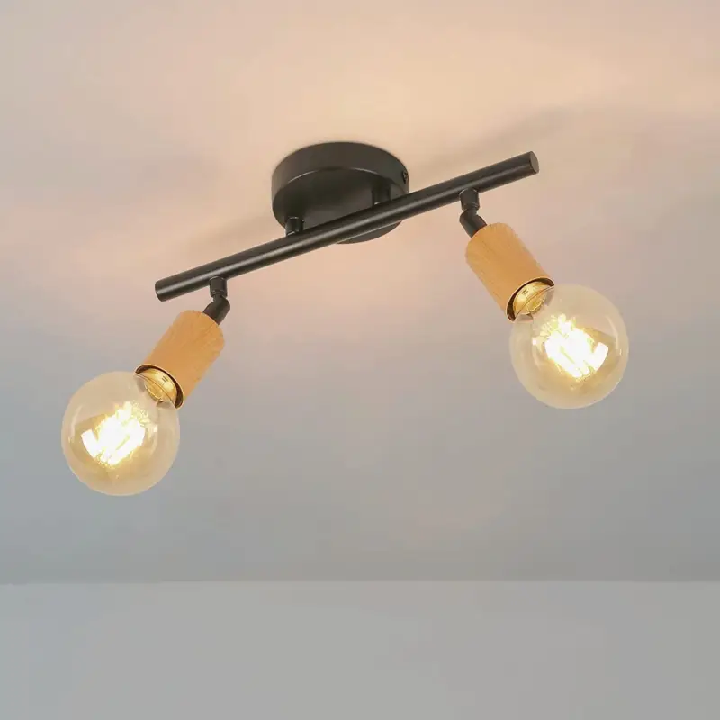 Spot de plafond, Plafonnier Spots Réglable Noir, Plafonnier LED Industriel Réglable à 2 Voies pour Escaliers de Couloir de Bureau Jusqu'à Épuisement Des Stocks