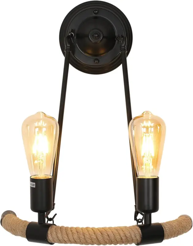 Meilleure Vente Applique Murale Intérieur Vintage Lampe murale E27 Pour chambre à coucher, salon, couloir, entrée Noir