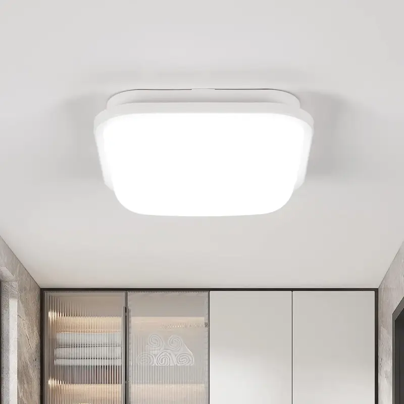 Achat Immédiat Plafonnier LED Carré 22x22cm plafonnier LED salle de bain étanche IP54 Blanc Froid 6000K Pour Bain, Chambre, Salon, Cuisine
