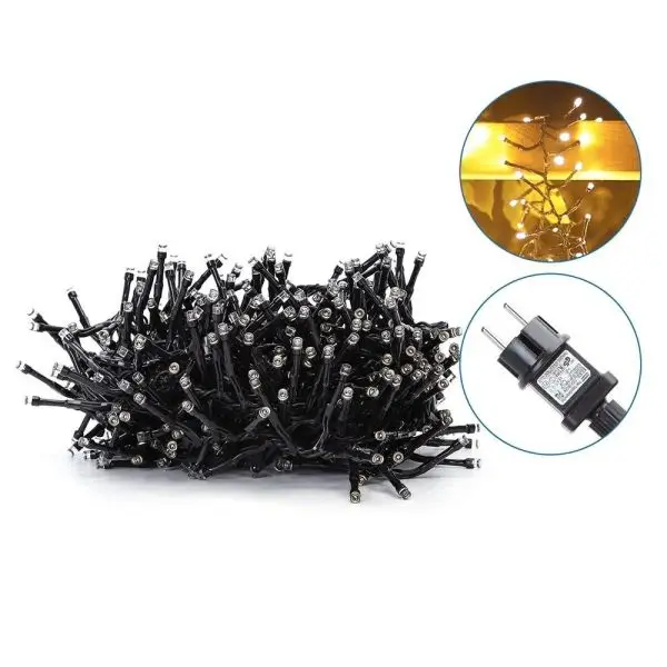 Pas Cher Guirlande extérieur de 5 mètres + 5 mètres de cable 500 LED blanc chaud