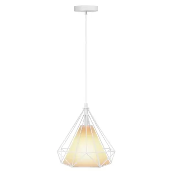 Vente Directe Suspension industrielle géométrique en métal E27 Blanche